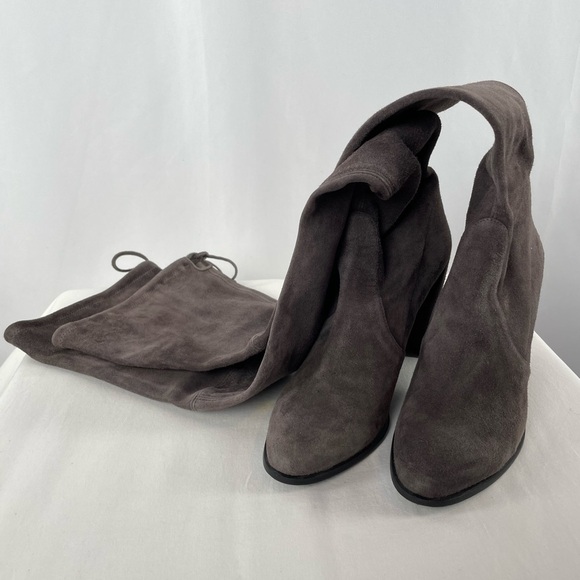 Stuart Weitzman Highland Suede Over The Knee‎ Heeled Boot in Grey Size 9.5 - Picture 3 of 8